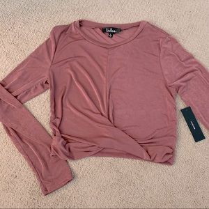 Lulu’s NWT Pink Sparkle Crop Top, Long Sleeved